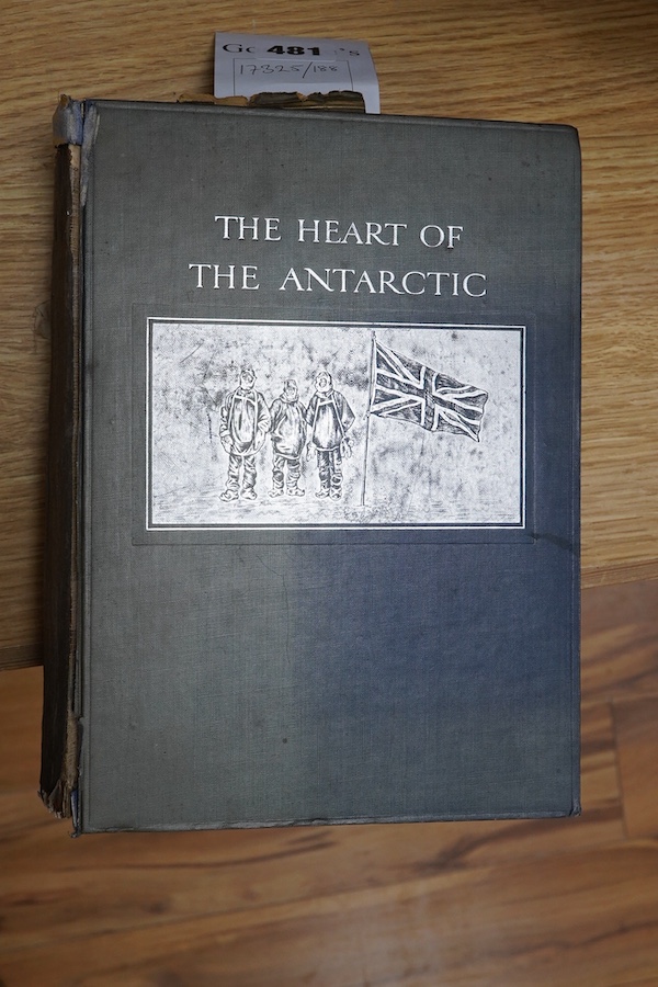 Shackleton, Ernest H. - The Heart of the Antarctic: being the story of the British Antarctic Expedition 1907-1909 ... vol.1 only (of 2), first edition. photogravure portrait, 6 coloured plates (with captioned guards), d-